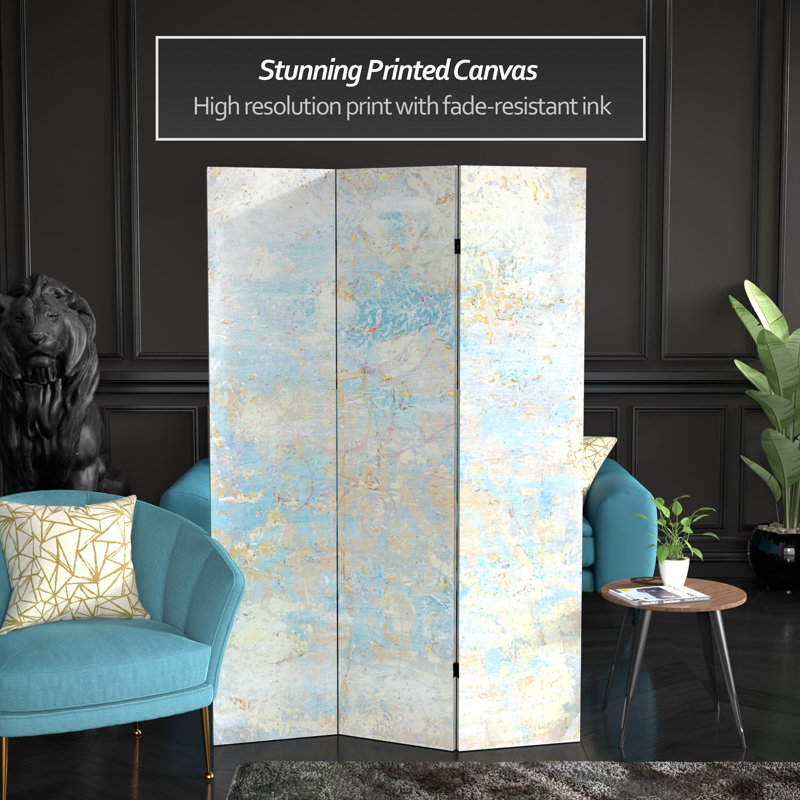 6 Ft. Tall Double Sided Rust Canvas Room Divider, Celestial Clouds