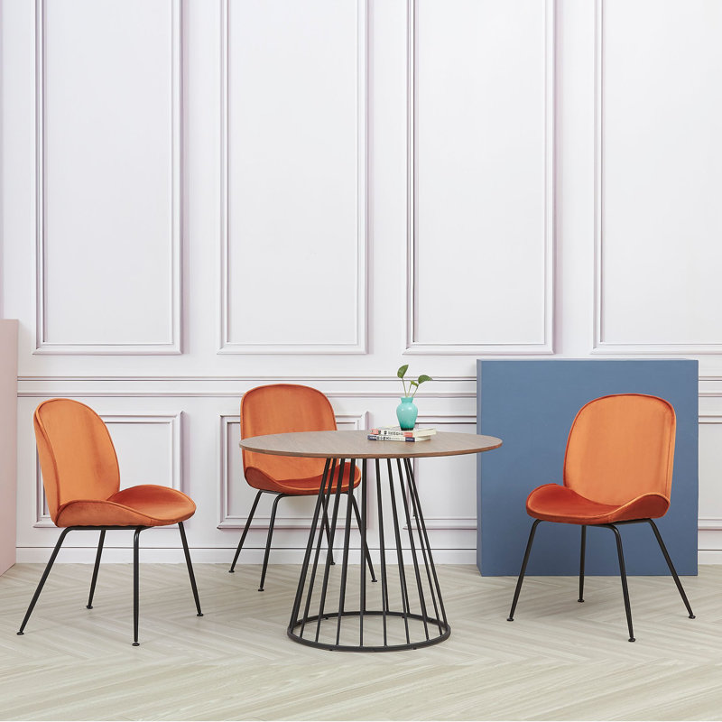 Stonecrest Walnut Round Solid Wood Top Metal Base Dining Table, H75 x L100 x W100cm