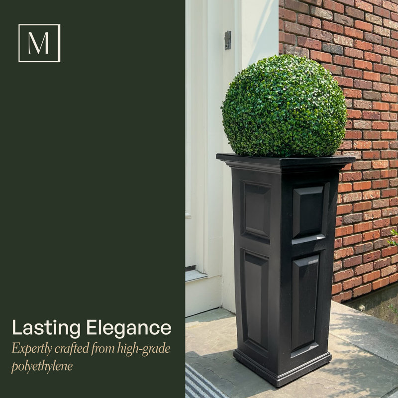 White Tall Resin Outdoor Planter with Self-Watering System