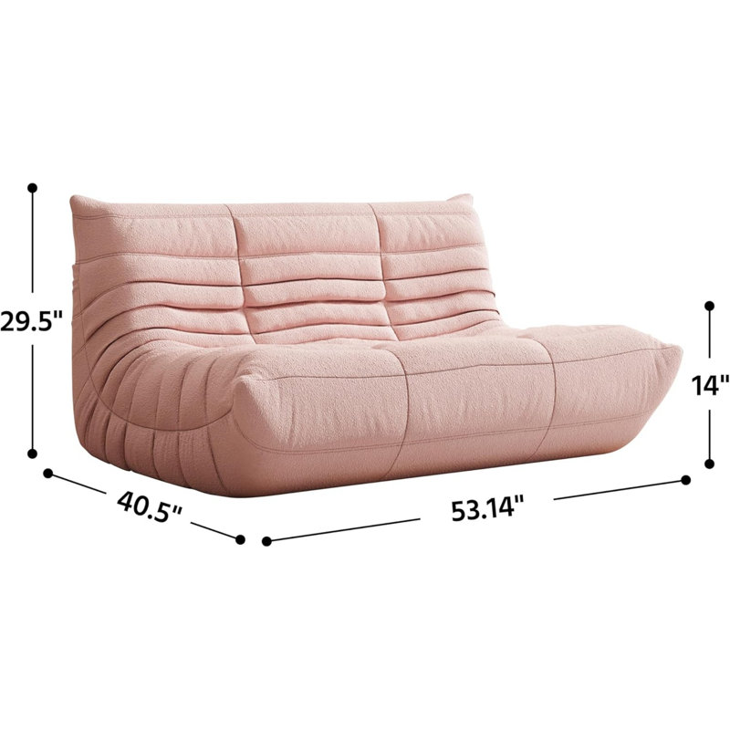 Canapé 3 places à accoudoirs sans accoudoirs, 29.5" H x 53.14" W x 40.5" D, Rose