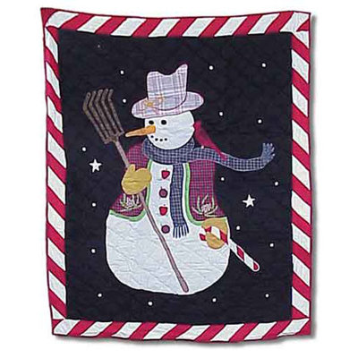 Frosty Snowman Quilted Throw Blanket