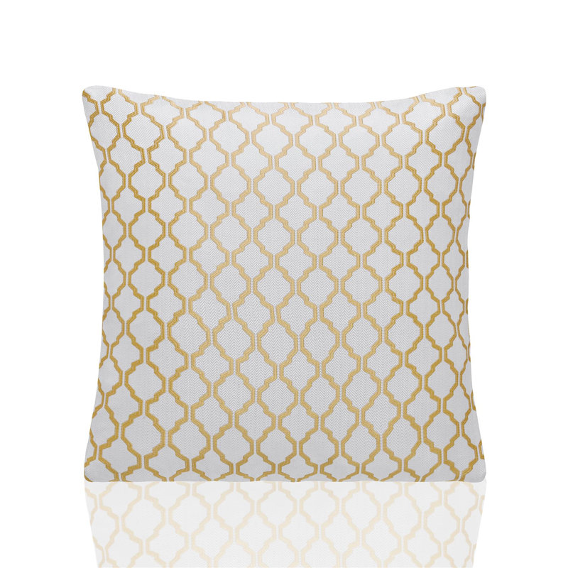 Dareece Geometric Square Throw Cushion, Ochre/White
