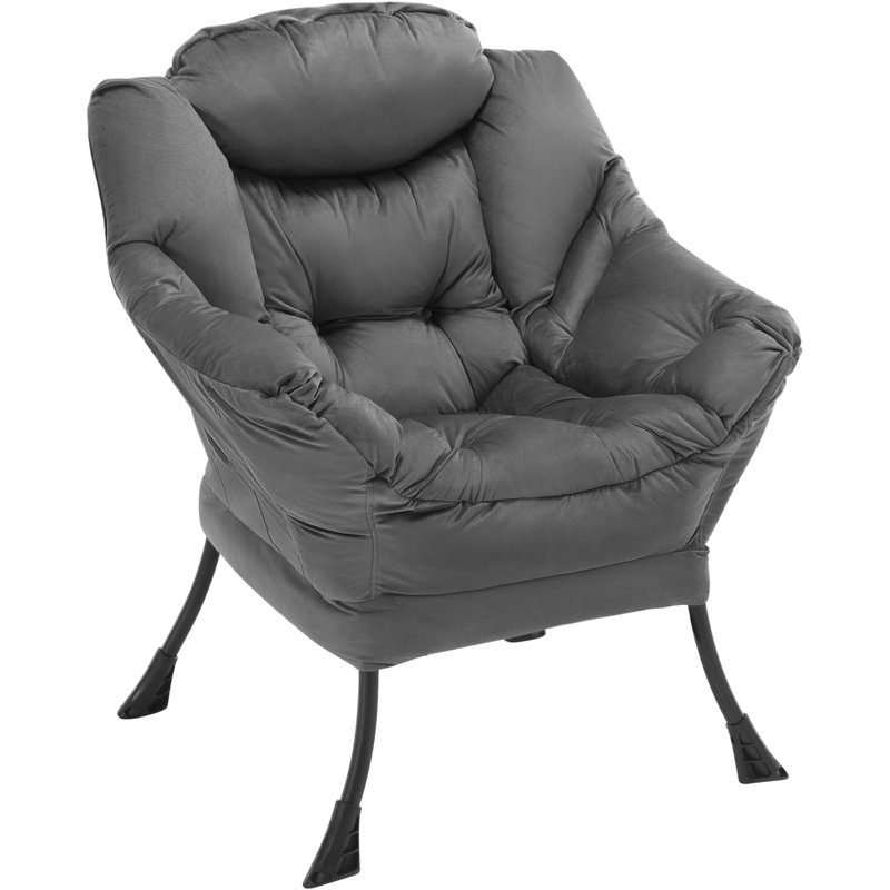Velvet Armchair, Grey/Brown/Blue