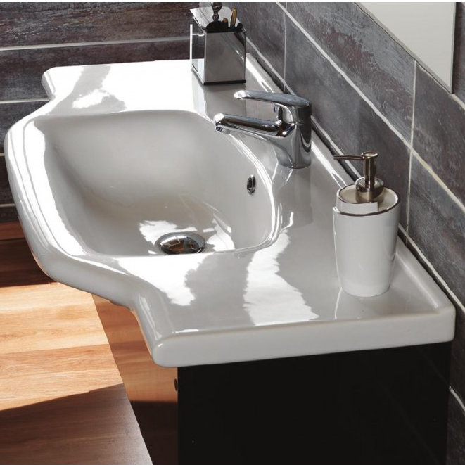 CeraStyle By Nameeks Yeni Klasik 18.8'' Glossy White Ceramic Rectangular Drop-in, Wall Mount Bathroom Sink with Overflow CeraStyle by Nameeks