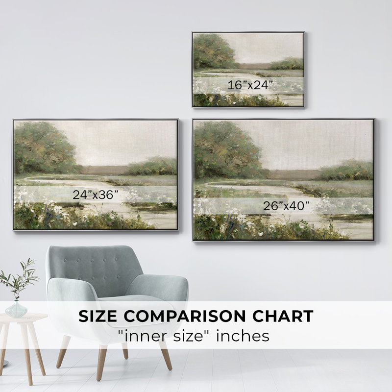 " Quiet Path " Painting Print, 17" H x 25" W x 2" D, Silver Framed