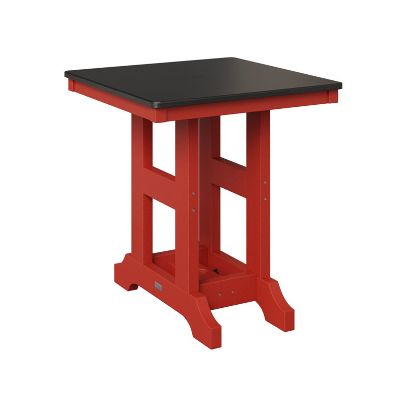 Table de salle à manger 28 po Berlin, H 35,5 po x l 28 po x P 28 po, Noir martelé, Rouge écarlate