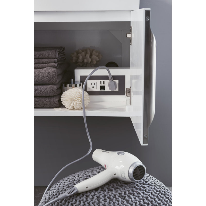 Mercer Island 72'' W Single Vanity, Glossy White, Dusk Gray, Brushed Nickel