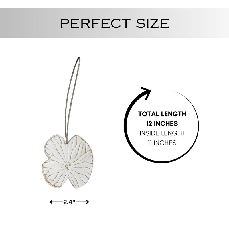 White and Gold Resin Water Lily Curtain Tiebacks, Set of 2