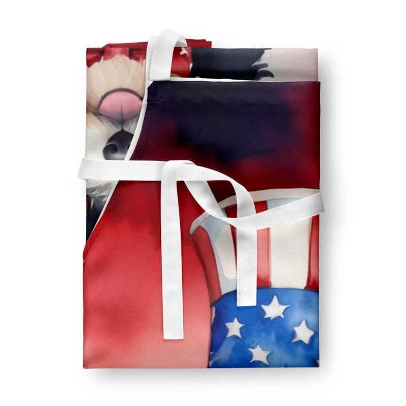 Patriotic American Apron, Black Havanese