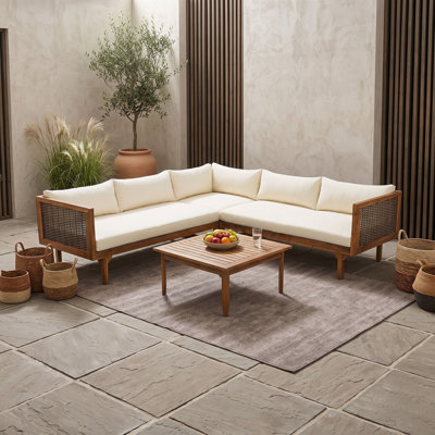 Modular Patio Seating Set with Cushions and Table