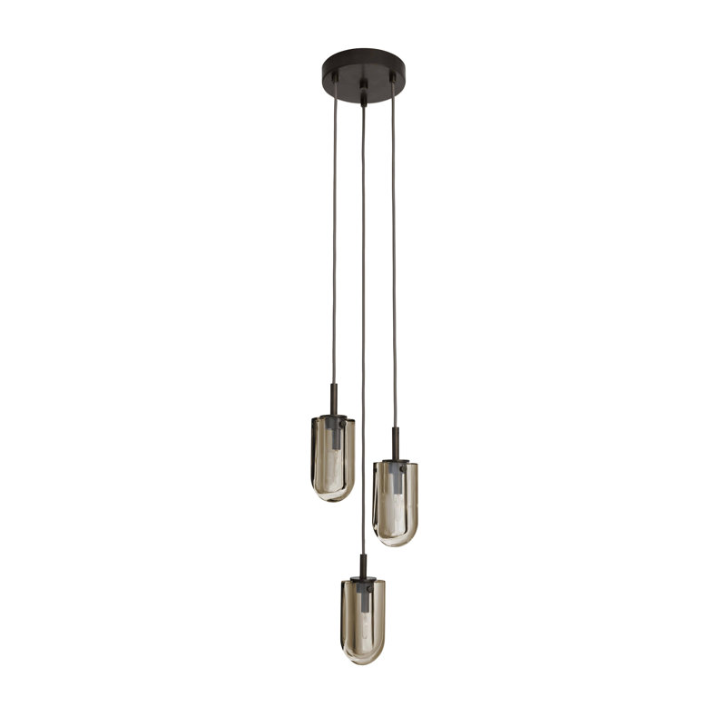 Javier Multi-Port Chandelier, Smoke, English Bronze, 3 Lights