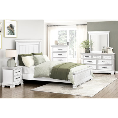 Cadre de grand lit blanc, élégance classique, détails du panneau, tête de lit et rails, pour la chambre à coucher, conception nécessaire du sommier, panneaux requis