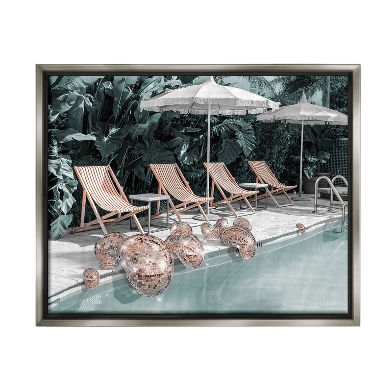 «Tropical Disco Balls Floater Frame» par Ziwei Li sur, Cadre flottant gris lustré, H 25 po x l 31 po