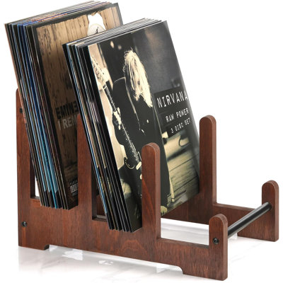 Patent Pending 3-Tier Premium Wood Vinyl Record Holder – 60-LP Capacity Retro Rustic Display Stand for Collectibles