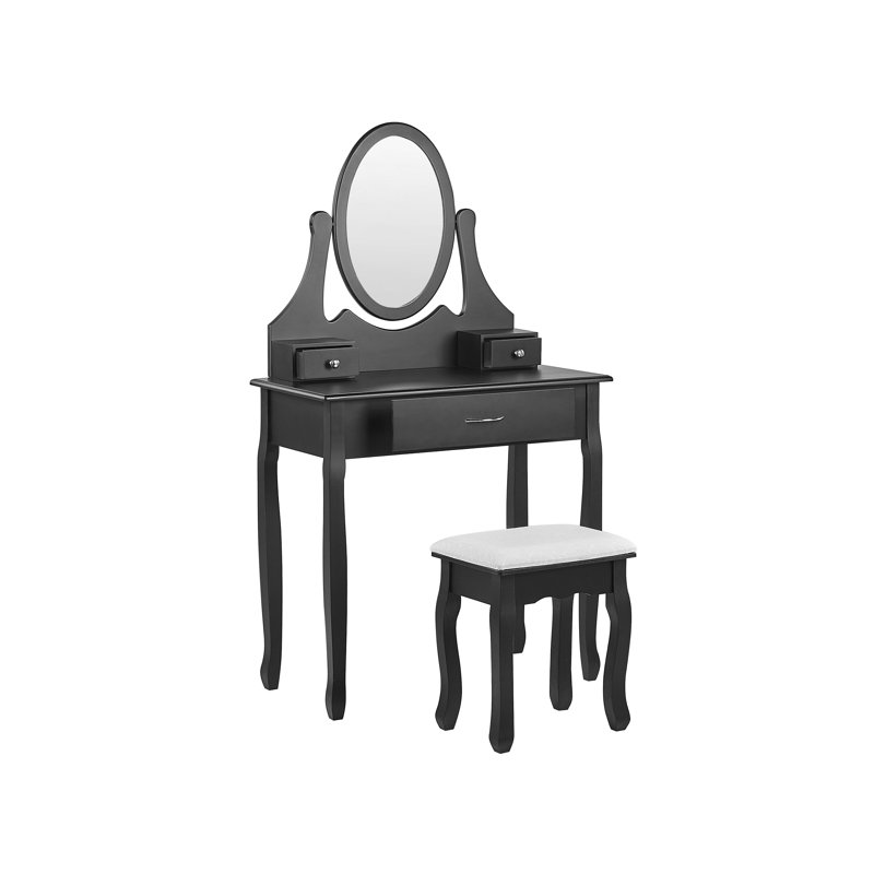 Abiyah Dressing Table with Mirror, Black