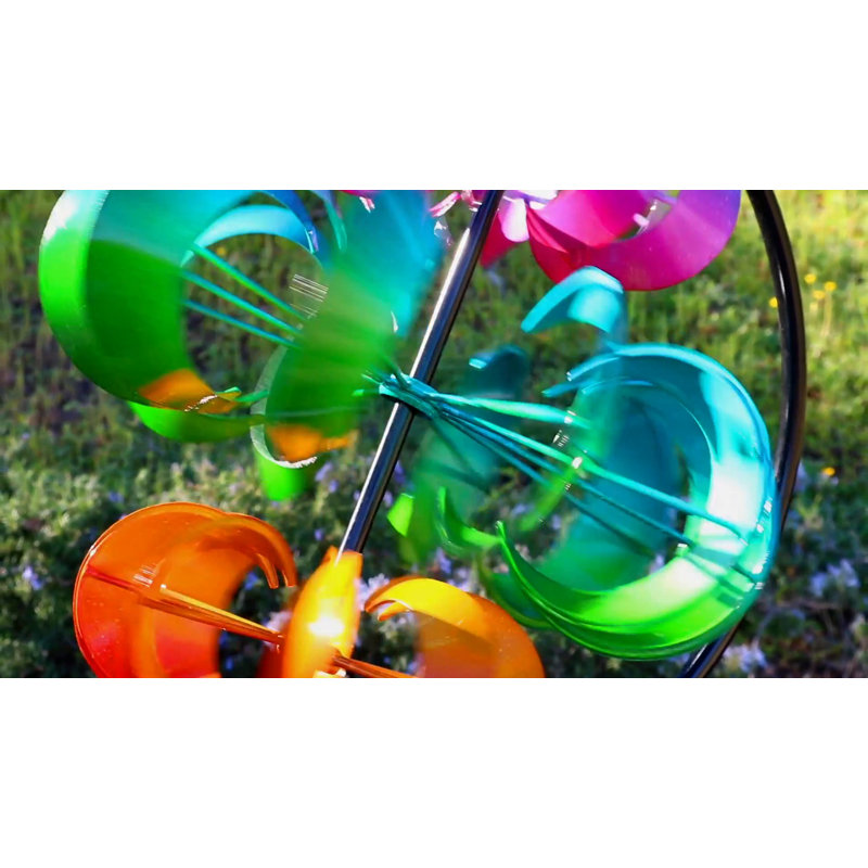 Colorful Vertical Wind Spinner with Moons - 78" Tall