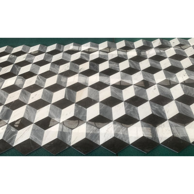 Carreau de marbre hexagonal - blanc noir gris, longueur de côté de 5,7 pouces, pour plancher et mur dans différentes pièces gris noir poli, 12 pièces, différents espaces