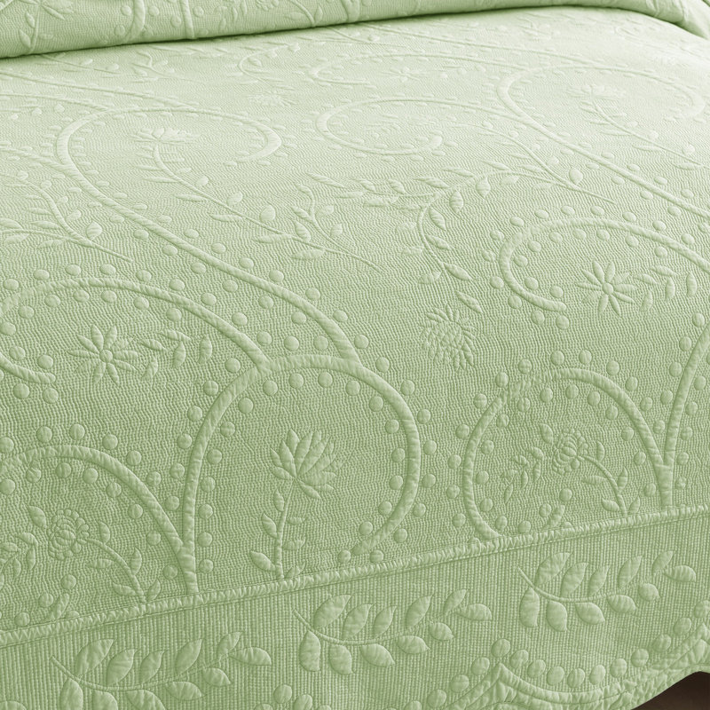 Ensemble de courtepointe 100 % coton, Courtepointe très grand et 2 très grandes taies, Vert
