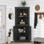 Grande armoire d'angle avec portes pour le salon, la salle de bain, la salle à manger ou la cuisine, noir-1422920005