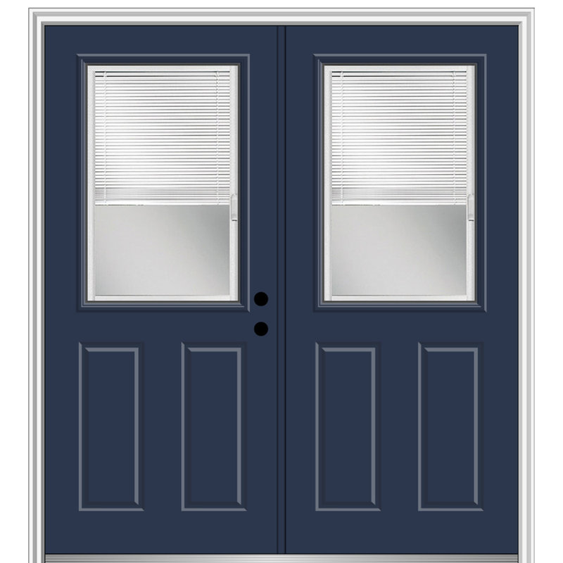 Portes d'entrée avant en fibre de verre apprêtée, S'ouvre à gauche vers l'intérieur, H 80 po x l 64 po x P 1,75 po, Naval