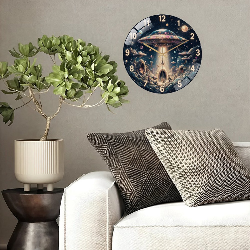 Horloge murale UFO Alien World - horloge murale 12 po