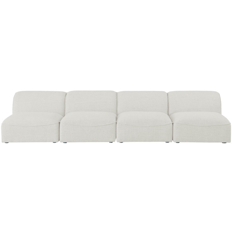 Hollowayville Upholstered 132'' Sofa, Cream Linen Textured Fabric