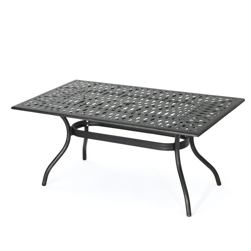 68" Rectangle Cast Aluminium Patio Table With Copper Grace In Shiny Hue