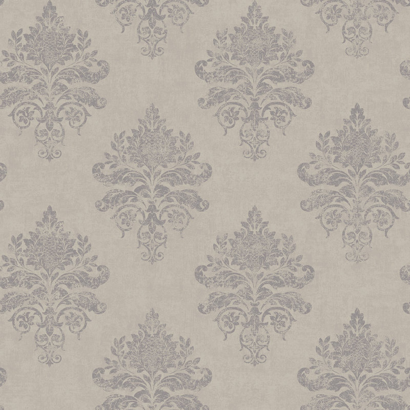 Rouleau de papier peint damassé à motif médaillon Palazzo 2, Gris