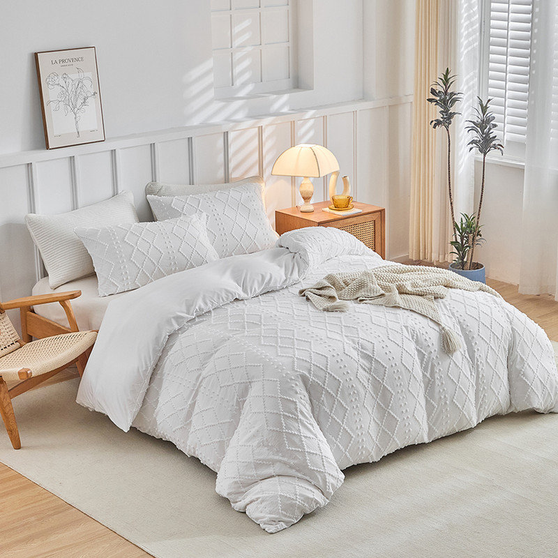 Ensemble de housse de couette Doneus, Housse de couette grand + 2 taies d'oreiller, Double Pom