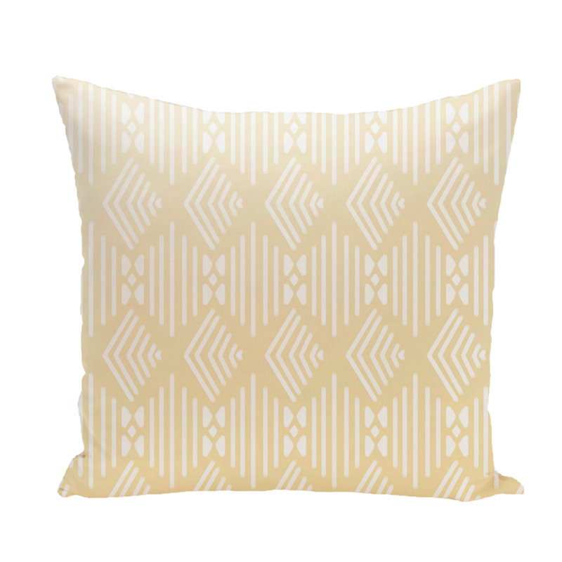 Housse et insert de coussin carré Fishbones, H 16 po x l 16 po x P 1 po, Jaune