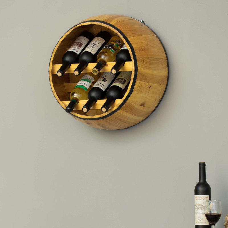 Hanging Wine Bottle Rack in Brown