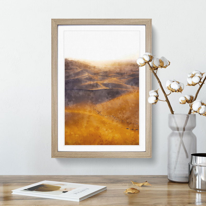 Trail on the Desert - Picture Frame Painting Print, Oak Framed, 45cm H x 33cm W x 2cm D