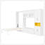 Lit escamotable simple en bois avec meuble télé, 2 tiroirs, tablettes et armoires, blanc-129747072