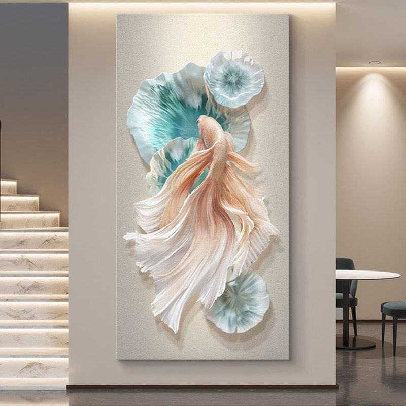 Peinture luxueuse sans cadre, H 55,12 po x l 27,56 po x P 1,97 po, Blanc / rose / bleu