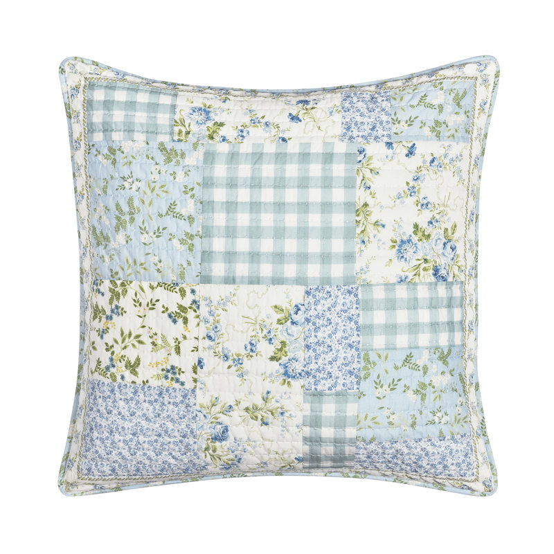 Coussin décoratif carré matelassé 20 po Kara - bleu
