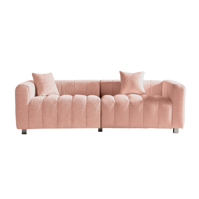 Pink 83.46'' 3 - Seat Modular , Ergonomic Design, Smooth Breathable Fabric, And Construction For Long Term Use Modern Seater Upholstered Couch, Featur