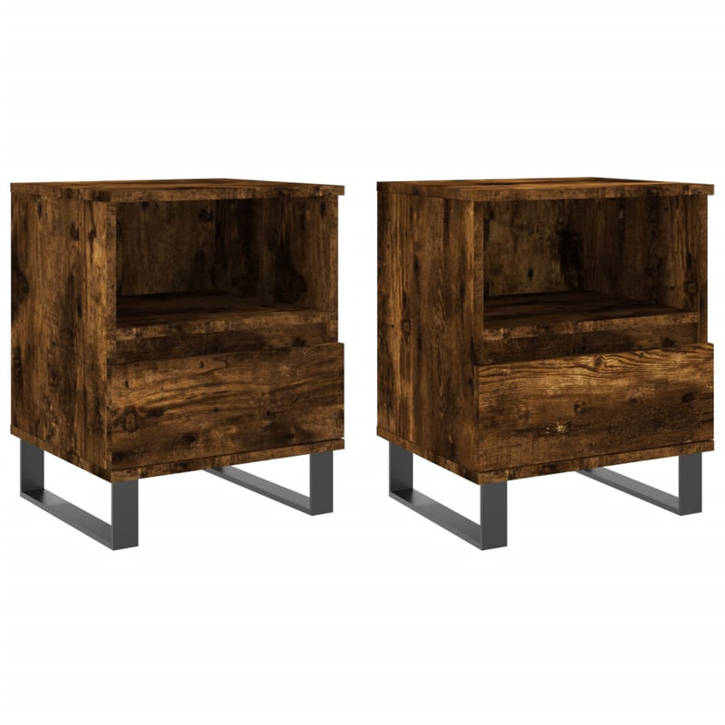 Molla 40 cm W Bedside Table, Smoked Oak, Set Of 2
