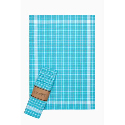 Soft & Absorbent Hand Towel Set (5 Pieces), Turquoise Checkered Pattern, 17.7 x 25.6 inches | 85% Cotton / 15% Polyester, 7.9 oz/sq ft | Machine Washable, Perfect for Bathroom & Kitchen Use, Quick-Drying & Durable