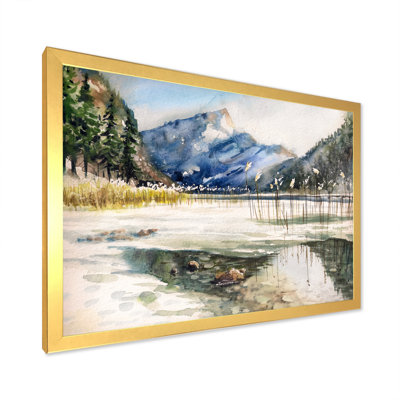 Lac avec paysage de montagne - Peinture sur toile