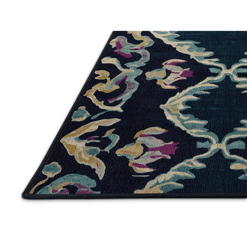 Machine Washable Gray Area Rug, Square 4'