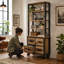 Taylors Industrial Bookcase with 4 Drawers 195cm Tall Solid Mango Wood Chest Of Drawers on Wheels