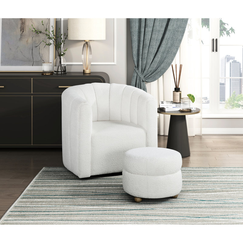 Chaise contemporaine en tissu avec dossier rembourré Boucle, White