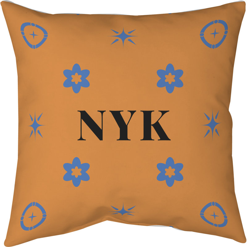 Coussin en coton New York Basketball, H 26 po x l 26 po, New York bleu / orange
