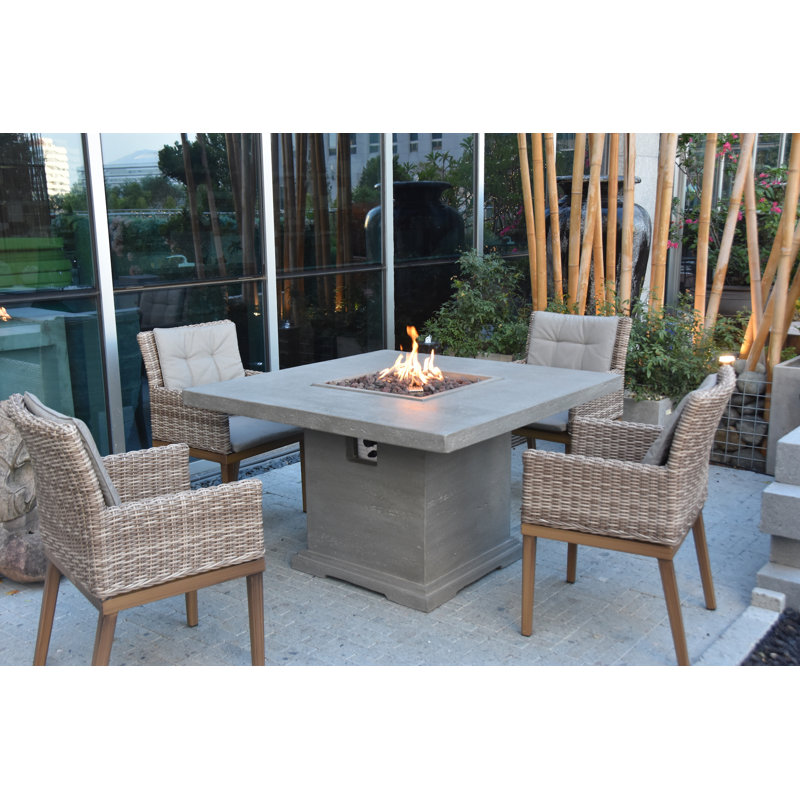 Square Concrete Propane Smokeless Fire Pit Table with Hidden Fuel Tank