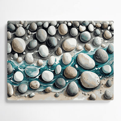 Art mural en métal Coastal Beach Pebble Plus