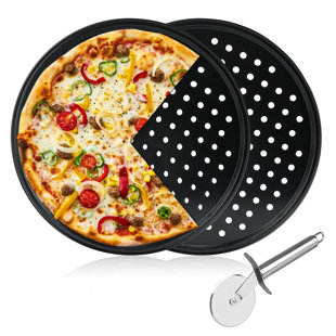 Ensemble de 2 casseroles à pizza 12 "en acier au carbone