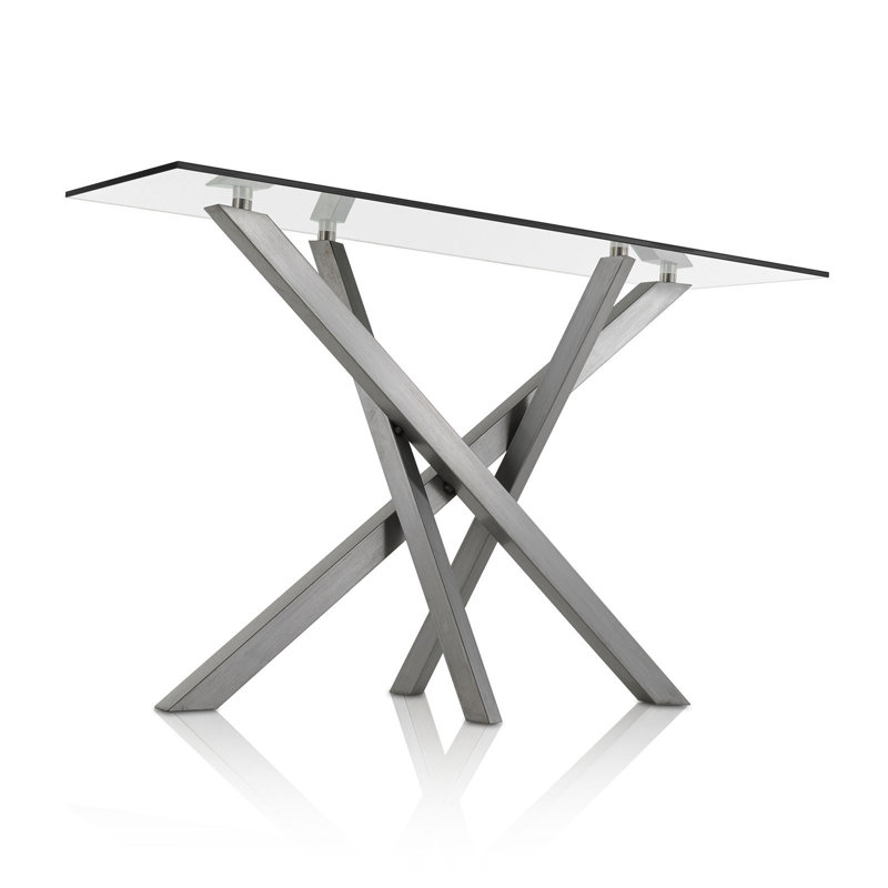 Goree 120cm Glass Top Console Table, Satin Iron