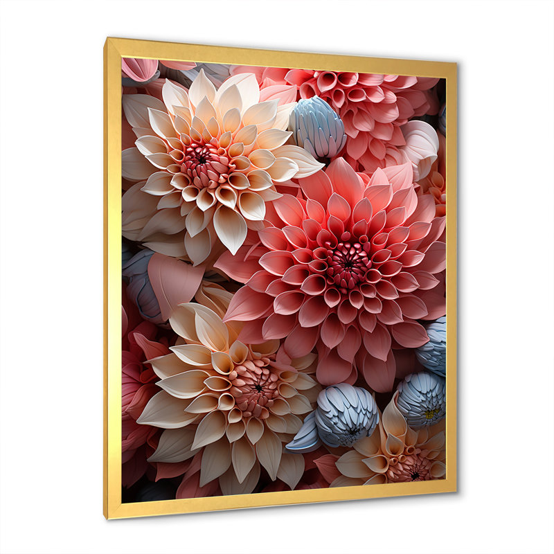 «Soft Elegance Mums Flowers III» sur toile, H 32 po x l 16 po x P 1 po, Cadre doré simple