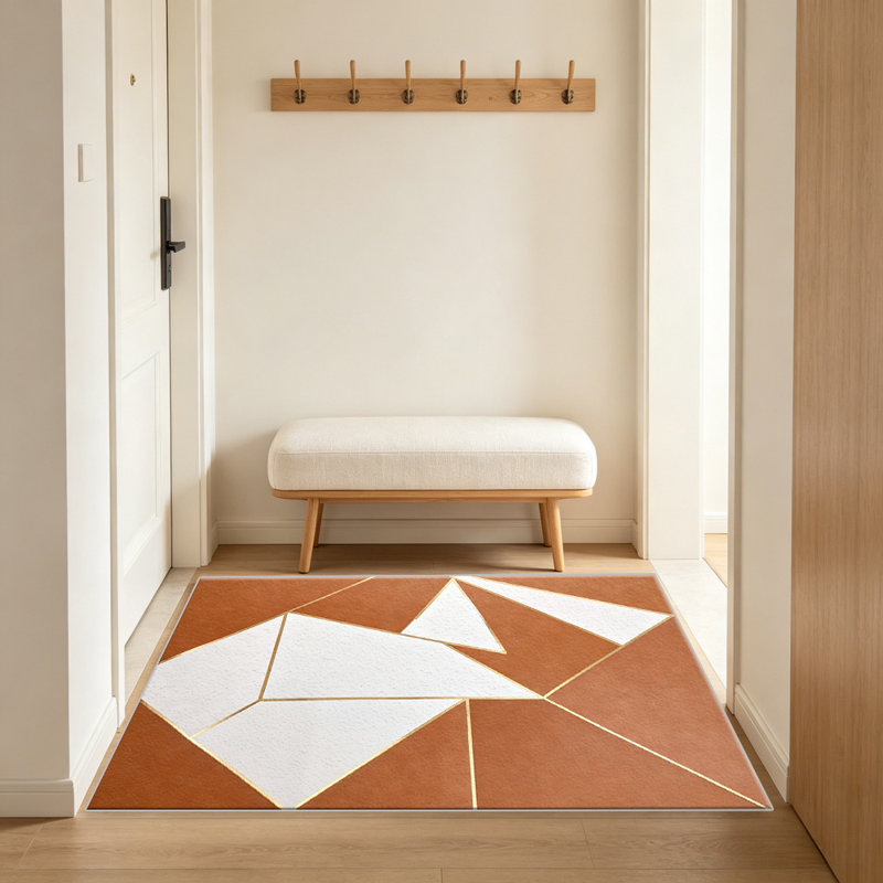 Terracotta Gold Geometric carpet-easy to clean, machine-washable, soft and comfortable; suitable for door mats, kitchens, living rooms, bedrooms, corridors, and laundry areas. Easy to clean, durable carpet for home decoration.