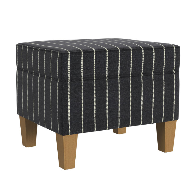 Gorton Medium Storage Ottoman, Black Striped Boucle